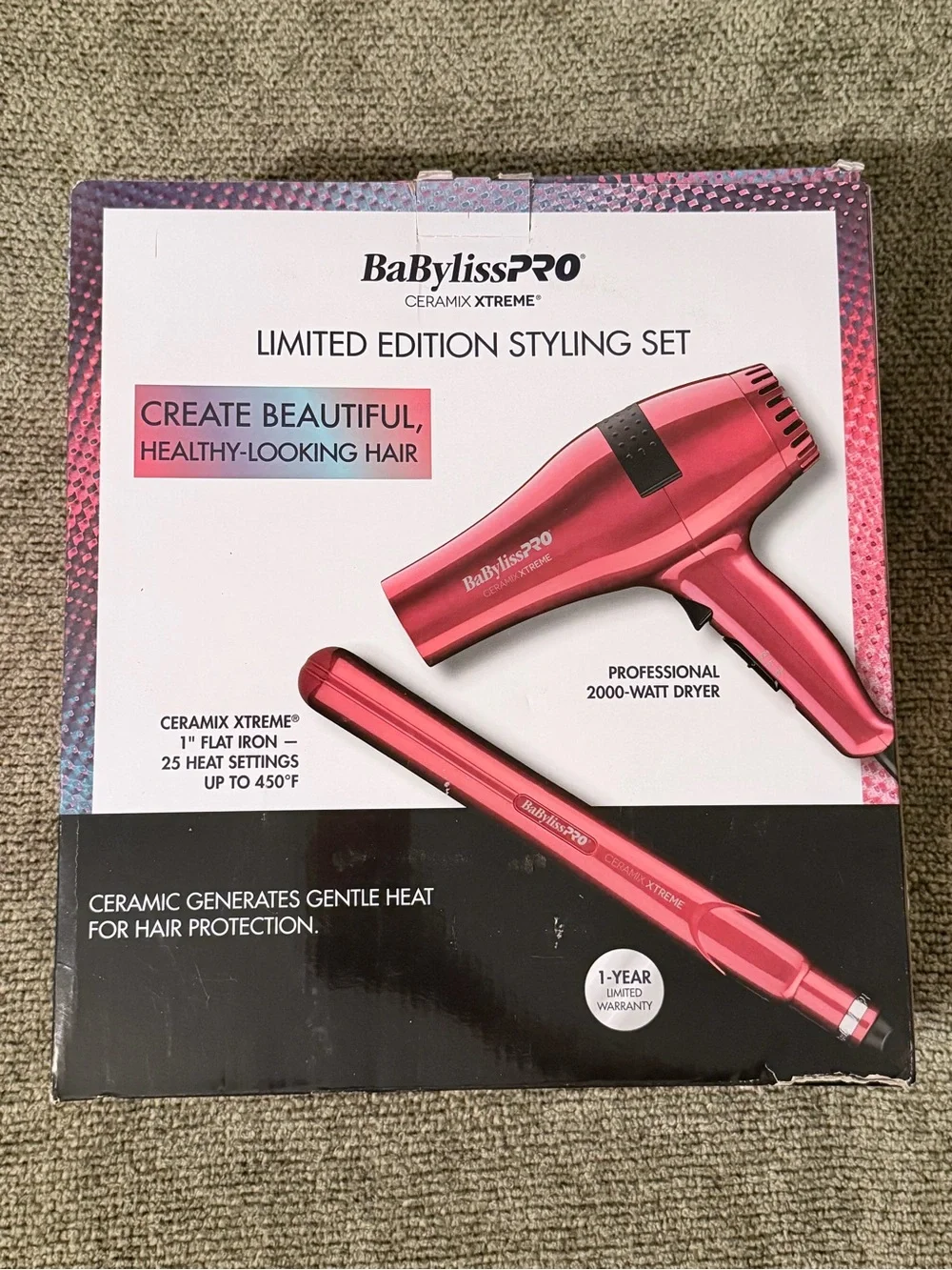 BaBylissPRO Limited Edition Styling Set - Pink Metallic Dryer & 1